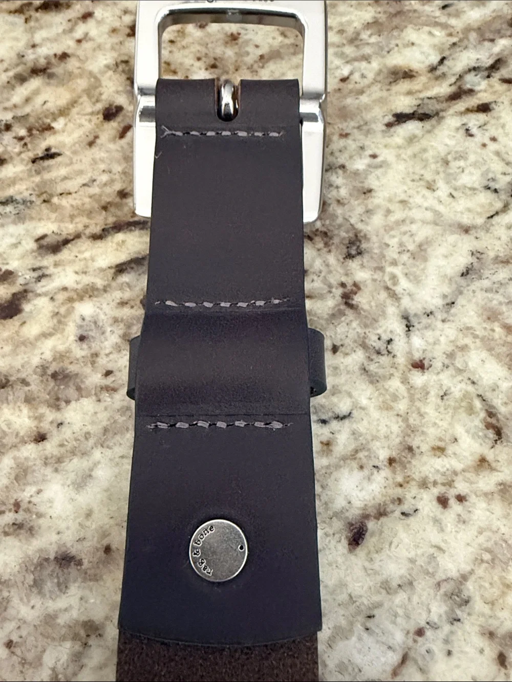 rag & bone leather Boyfriend Belt Dark Chocolate Brown w/silver Buckle Sz  M